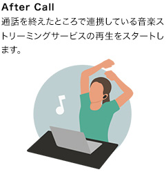 After Call:通話を終えたところで連携している音楽ストリーミングサービスの再生をスタートします。