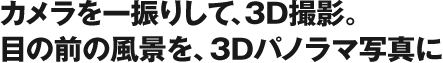 カメラを一振りして、3D撮影。目の前の風景を、3Dパノラマ写真に