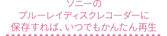 ソニーのブルーレイディスクレコーダーに保存すれば、いつでもかんたん再生