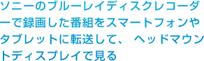 �\�j�[�̃u���[���C�f�B�X�N���R�[�_�[�Ř^�悵���ԑg���X�}�[�g�t�H����^�u���b�g�ɓ]�����āA�w�b�h�}�E���g�f�B�X�v���C�Ō���
