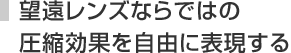 望遠レンズならではの
圧縮効果を自由に表現する