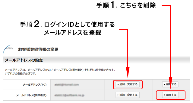 携帯電話用のメールアドレスを利用されたい場合の変更方法