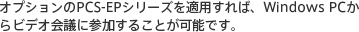 �I�v�V������PCS-EP�V���[�Y��K�p����΁AWindows PC����r�f�I��c�ɎQ�����邱�Ƃ��\�ł��B