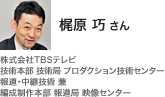 梶原 巧 さん 株式会社TBSテレビ 技術本部 技術局 プロダクション技術センター報道・中継技術 兼 編成制作本部 報道局 映像センター