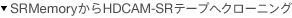 SRMemory����HDCAM-SR�e�[�v�փN���[�j���O
