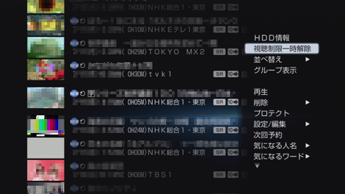 視聴制限一時解除画面