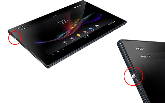 Xperia Tablet Z �d���{�^���̈ʒu