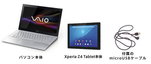 �p�\�R���{�� Xperia Z4 Tablet�{�� �t����microUSB�P�[�u��