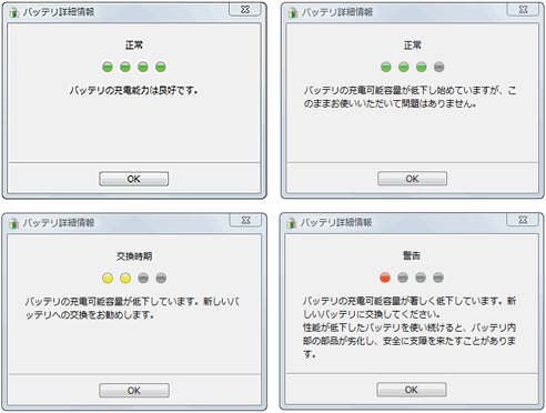 「正常」→「交換時期」→「警告」