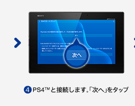 (4)PS4™と接続します。「次へ」をタップ