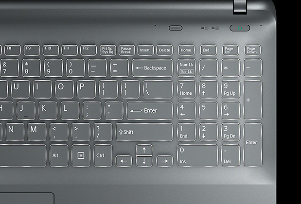 暗い場所でも、快適にタイピング。バックライトキーボード