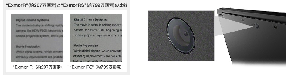 Exmor RS for PC CMOS センサーを搭載、高性能背面カメラ