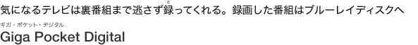 気になるテレビは裏番組まで逃さず録ってくれる。録画した番組はブルーレイディスクへ 「Giga Pocket Digital」