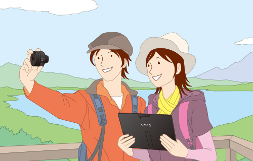 �����Y�X�^�C���J����DSC-QX10��VAIO�����C�����X�Őڑ����ăt���[�A���O���B�e