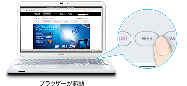 「WEB」ボタンを押すだけのかんたん起動