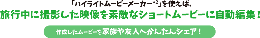 旅行中に撮影した映像を素敵なショートムービーに自動編集