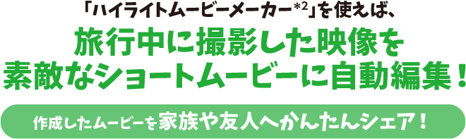 旅行中に撮影した映像を素敵なショートムービーに自動編集
