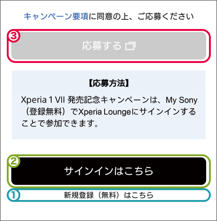 Xperia Lounge 応募ボタンイメージ